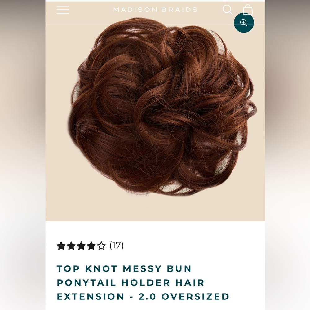 Madison Braids Big Top Knot Messy Bun Ponytail Holder Hair Extension - Auburn
